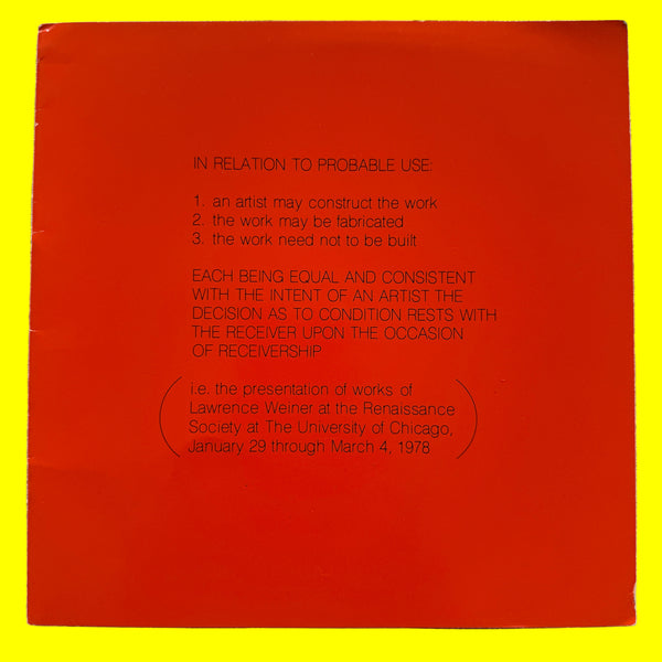 In Relation to Probable Use - Lawrence Weiner