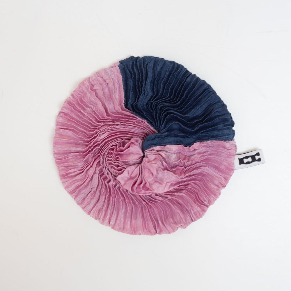 Azur Plissé Satin Silk Scrunchie